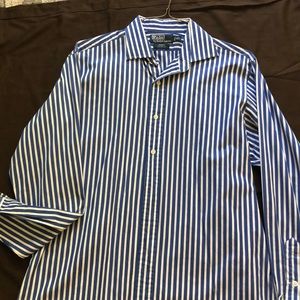 Men’s Polo blue and white button down L